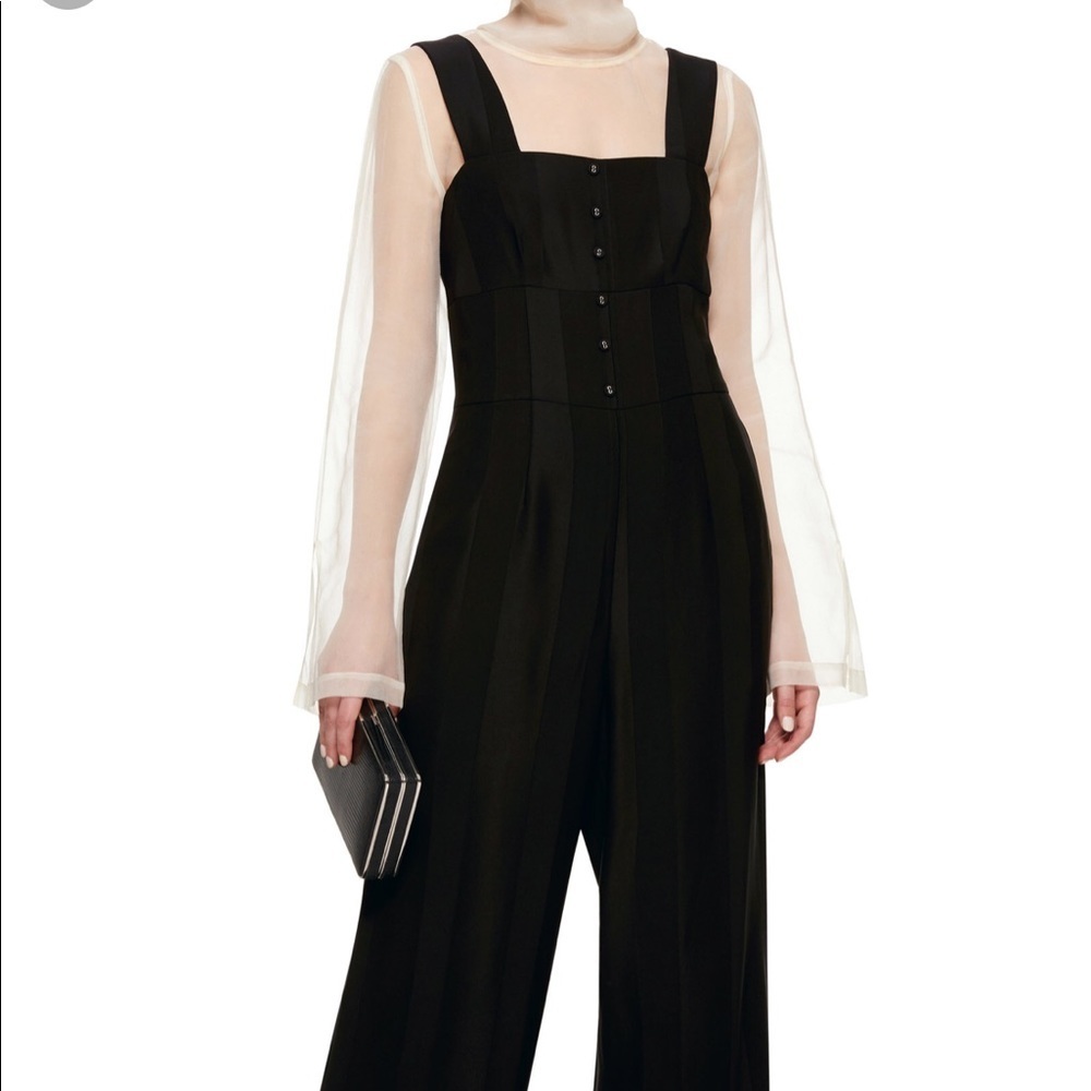 NEW • Becken • Striped Satin Black Jumpsuit 4